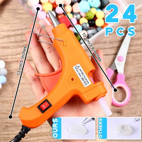 Zhengmy 24 Pieces Mini Hot Glue Gun Crafts Hot Melt Guns Fast Preheating and Easy Squeeze Trigger for School DIY Arts Class Projects Office Home Quick Repairs (Multicolored)