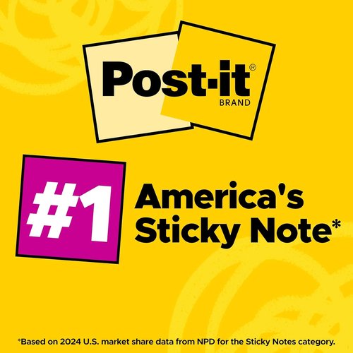 Post-it Super Sticky Notes - 8 Pads of 1.875 x 1.875 in. | Supernova Neons Collection - 2X Sticking Power
