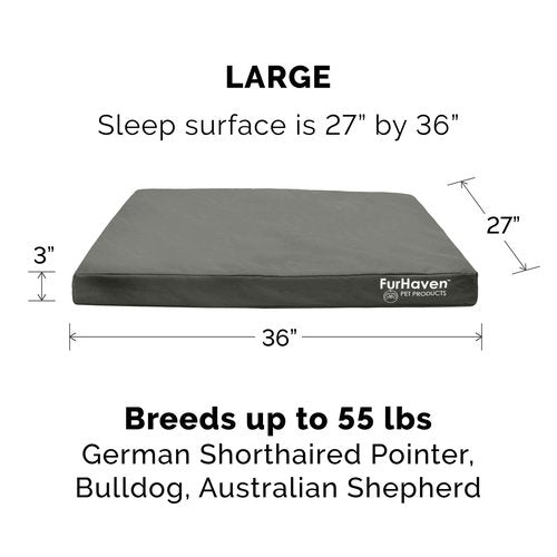 Furhaven Replacement Dog Bed Cover Water-Resistant Indoor/Outdoor Logo Print Oxford Polycanvas Mattress, Washable - Stone Gray, Large