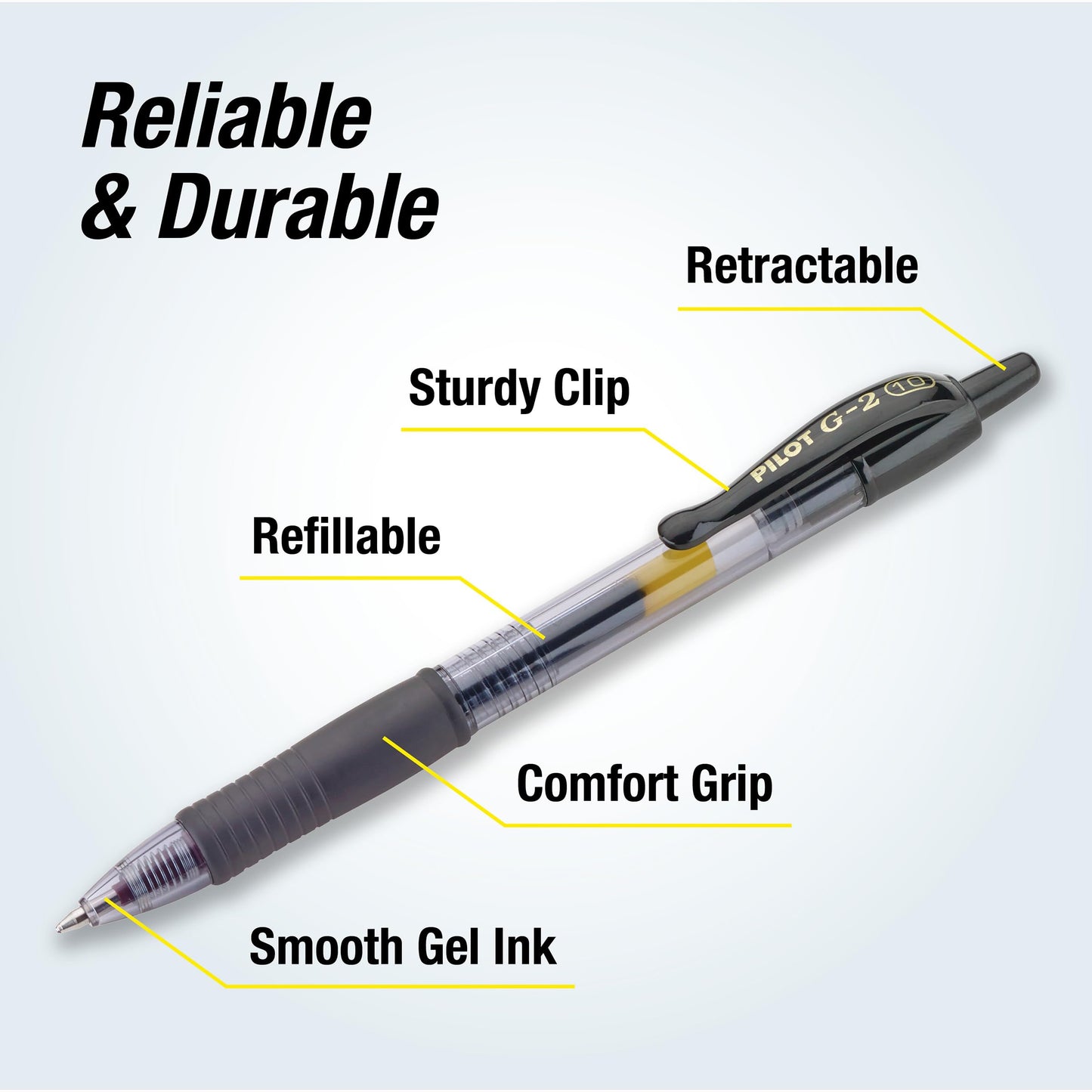 Pilot G2 Premium Gel Pens, Black Pens, Bold Point 1 mm, Black Ink, Tub of 48
