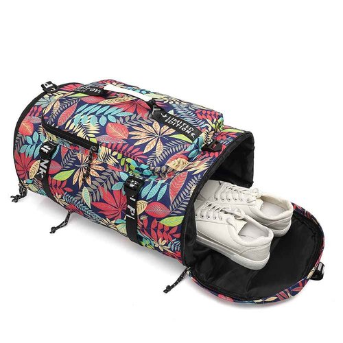 Kalesi Floral Gym Duffle Bag Backpack 4 ways for Women Waterproof with Shoes Compartment for travel Sport Hiking laptop Lightweight