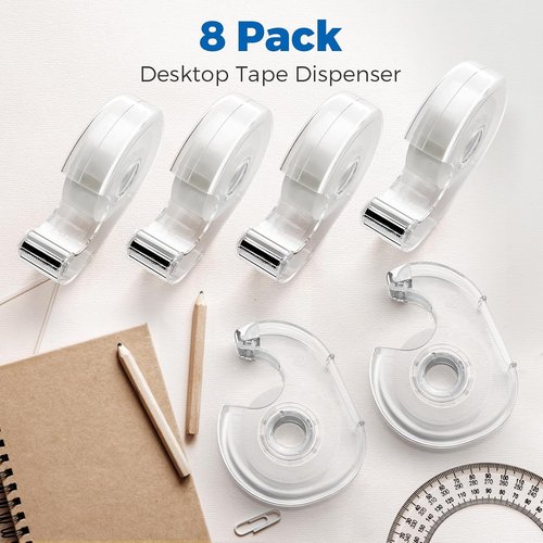 ALSISK Transparent Tape - Clear Dispenser with Refills for Home, School & Office | 0.7" x 1000" | 8 Pack