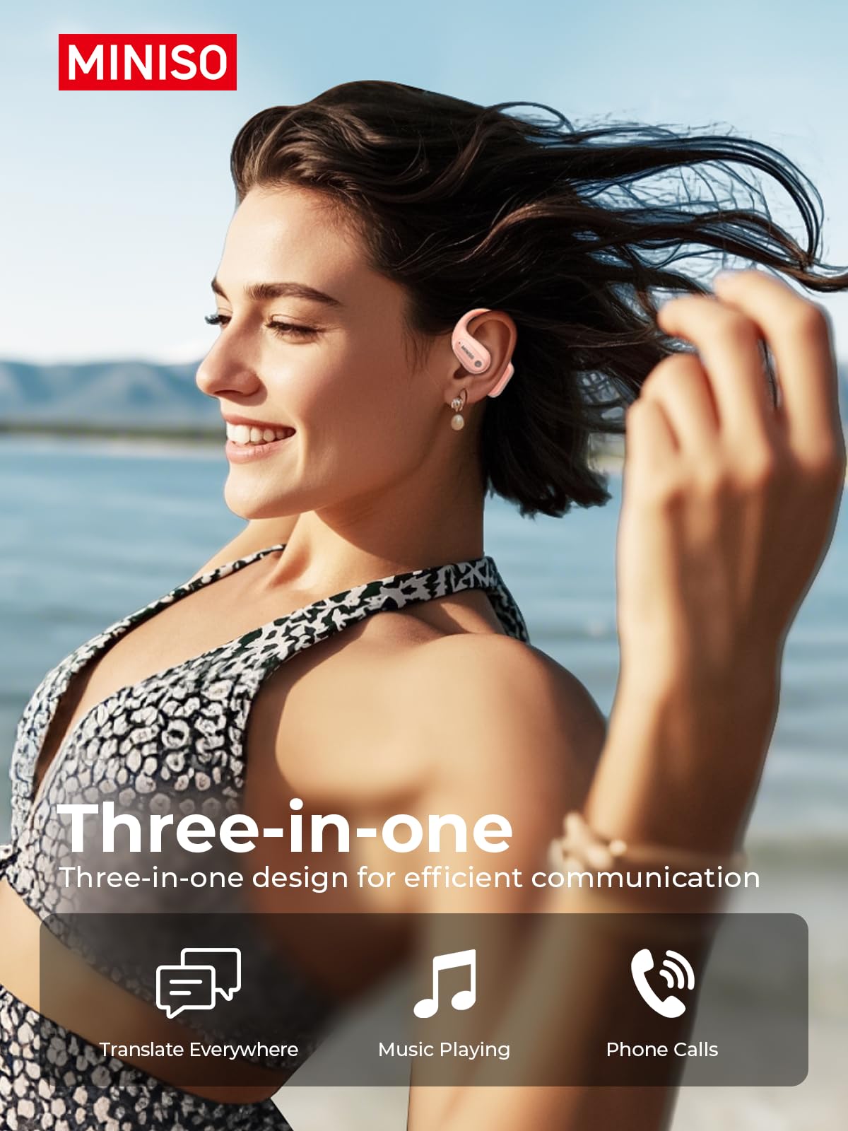 INISO MS190 AI Translation Earbuds Real Time, Language Translator Earbuds with 135 Languages, Bluetooth 6.0, LED Display, Open-Ear translating Headphones with APP, 60Hrs Playtime, Ideal for Travel