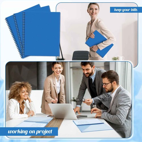 8 Pcs 10 Pocket Folder Bulk Plastic Spiral Project Organizer for Documents Papers Homework Portfolio Folder Binder with Plastic Sleeves School Office Supplies (Blue)