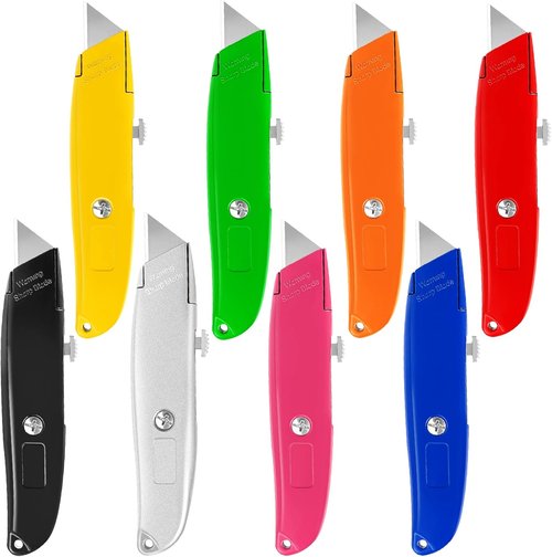 DIYSELF Box Cutters - Premium Heavy-Duty Utility Knives with Retractable Blades | 8-Pack Set