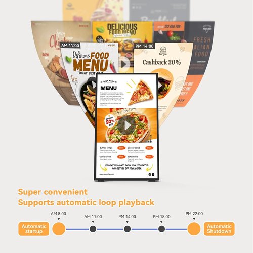 Digital Menu Board - 18.5 Inch Ultra-Bright 700 Nits Android Display | Free Web Editor for Restaurants & Stores