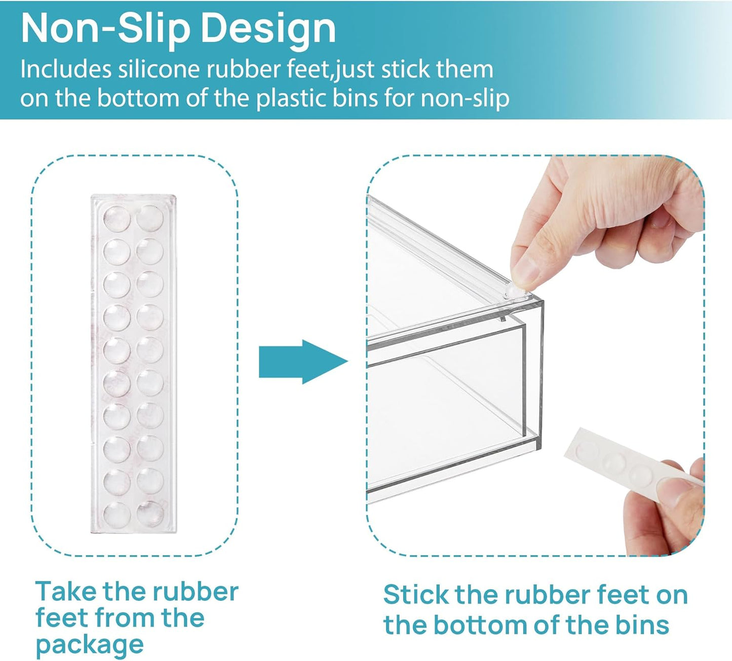 Vtopmart Stackable Storage Drawers - Clear Plastic Organizer Bins for Bathroom & Pantry | Set of 6