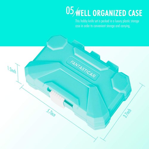 FantastiCAR 29pcs Craft Knife, Precision Cutter Hobby Knife Blades Set for Art Work, Scrapbooking, Stencil, Architecture Modeling, Wood Leather Working (Aqua Blue)
