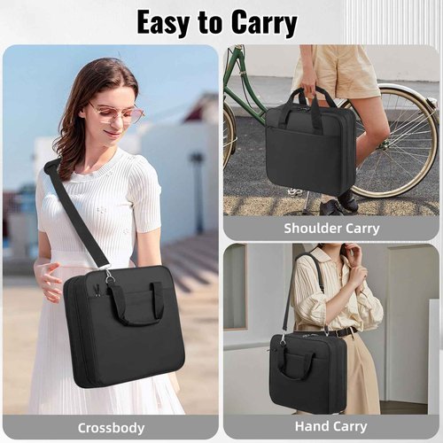 Quoyiyo Zipper Binder 3 Ring with Shoulder Strap, 2 Inch O-Rings, 500-Sheet Capacity, Binder Bag with Expanding File Folder & Multi-Pockets, Trapper keeper fits for 13 Inch Laptop (Black)