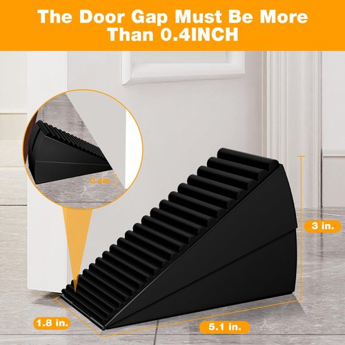BINFEW 4 Pack Heavy Duty Metal Door Stop, Strongest Large Adjustable Spring Door Stopper Up to 3 inch Tall, Door Stoppers for Bottom of Door, Black Rubber Door Wedge for Any Heavy Doors