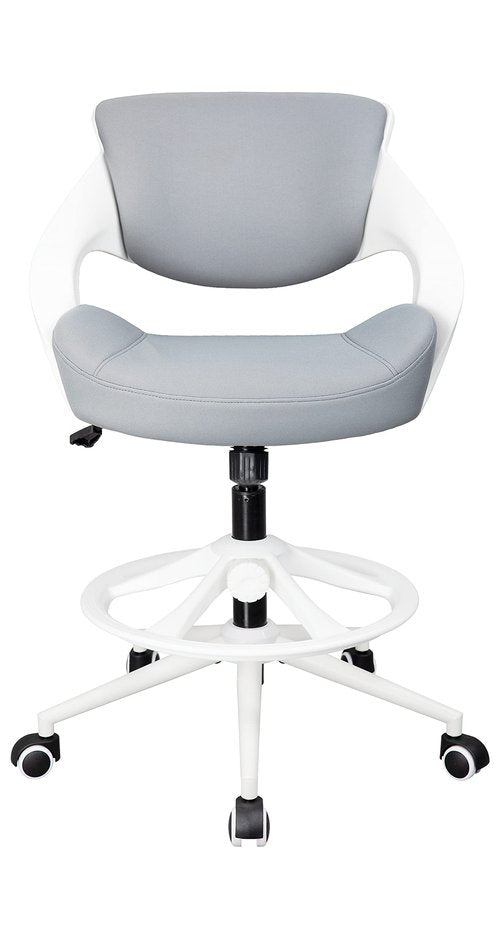 BOJUZIJA Ergonomic Drafting Chair,Standing Computer Desk Chair,Foot Ring,Lumbar Support,Swivel Task Chair -Grey