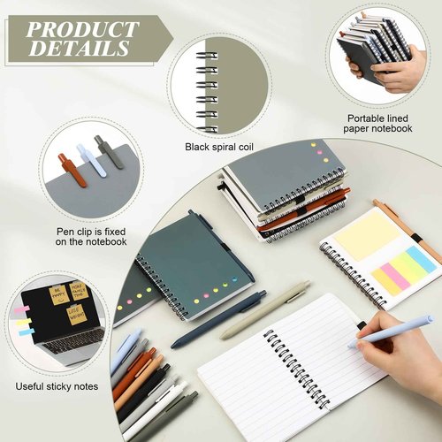 Chuangdi 50 Sets Employee Appreciation Gift Boho Spiral Notebook with Sticky Notes and Bamboo Pen Inspirational Thank You Supplies for Vet Tech Staff Medical Assistant Sterile Processing Week (Neutral)