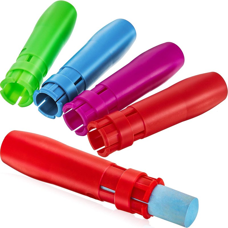 Outus 10 Pieces Sidewalk Chalk Holders Railroad Chalk Holder Jumbo Plastic Adjustable Clip for Kids Teachers Students Back to School Office Classroom (Blue,Red,Green,Purple)