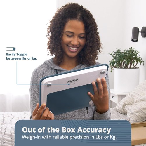 Greater Goods AccuCheck Digital Scale - High-Precision Bathroom Scale with 400 lb Capacity & Backlit Display | Stone Blue