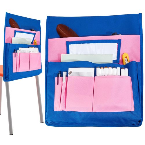 CRASPIRE Classroom Chair Pockets 15.66 x 18.18 inch Pink Chairback Buddy Pocket Chart Desk Buddy Pocket Organizer with Label Slot for School Home Classroom Preschool Daycare