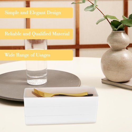 4 Pack Plastic Drawer Organizer 9.5 x 3 x 1.4 Inch Tabletop Organizer Tray Stationery Holder White Half Accessory Tray Stackable Storage Container for Vanity Office Home Utensils Gadgets Shelf Kitchen