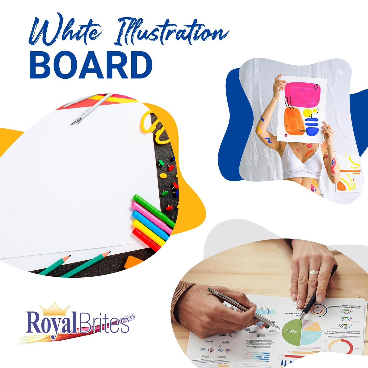 Heavyweight Illustration Board Pack, Premium 2-Sided Thick Illustration Board Large for School Projects & Art Presentations, Strong & Rigid Illustration Boards, 20" x 30", White, 9 Count