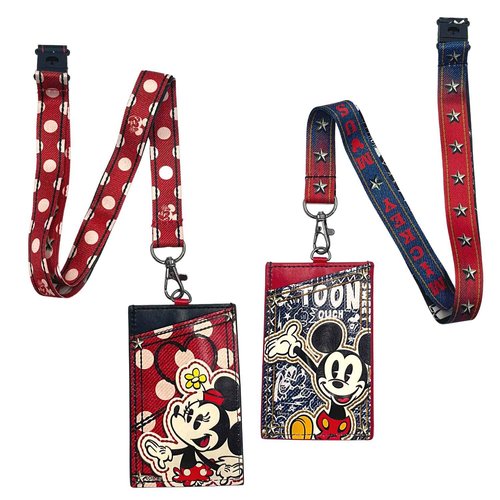 Needzo Mickey and Minnie Mouse Travel Wallets with Detachable Neck Straps, Card and Badge Lanyards with Clear ID Slot, 2024 Back to School Supplies, Pack of 2, 24 Inches