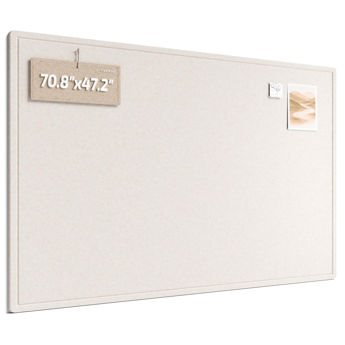 Fluxynara Large Bulletin Board, 70.8" x 47.2" Cork Board Alternative with 48 Safe Removable Adhesive Tabs, Foldable Felt Pin Board for Home Office, Classroom, Bedroom,Entryway for Walls—Oatmeal