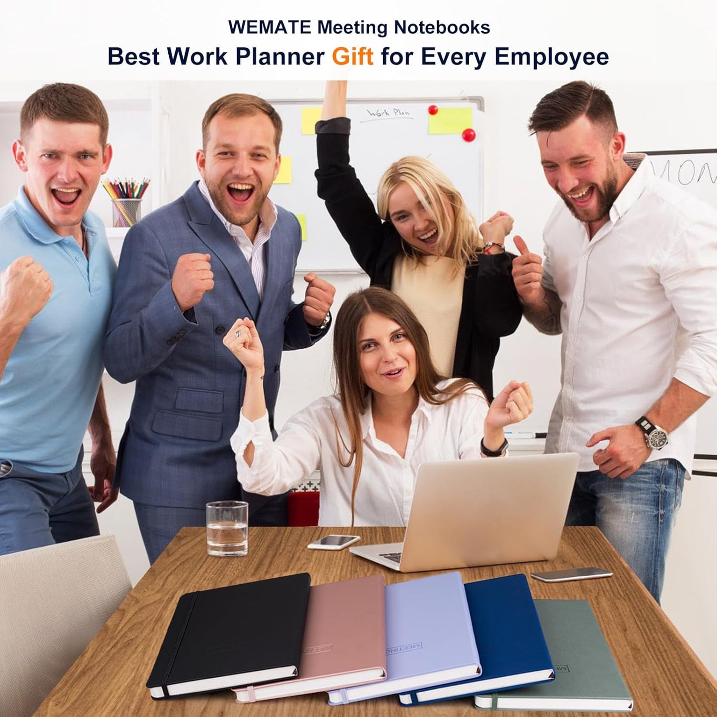 WEMATE Meeting Notebook - B5 Project Planner for Work | Action Items & Agenda Tracking, Dark Blue, 7x10 Inch