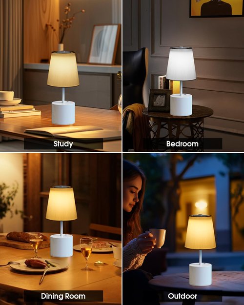 Swinerton Cordless Table Lamp, 5000mAh Rechargeable Battery with 3-Level Dimmer, Portable LED Desk Lamp for Living Room Bedside Bedroom Restaurant Bars Outdoor Party Camping Coffee Shop