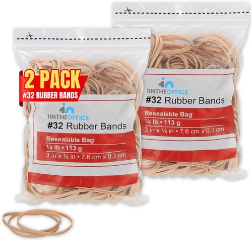 1InTheOffice Rubber Bands Size 32, Beige, 1/4 lb. Bag, 225/Pack #32, (2 Pack)