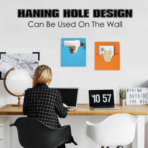 MFTEK Magnetic File Holder 6 Pockets Paper Holder, Hanging File Organizer Magazine Rack Office Supplies Storage for Cabinets, Whiteboard, Magnetic Mail Letter Folder Storage for Refrigerator