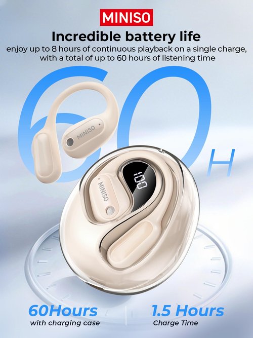 MINISO Translation Earbuds Real Time, Language Translator Earbuds with 135 Languages, LED Display, Bluetooth 6.0, Open-Ear translating Earbuds with APP, 60Hrs Playtime, Perfect for Business & Travel