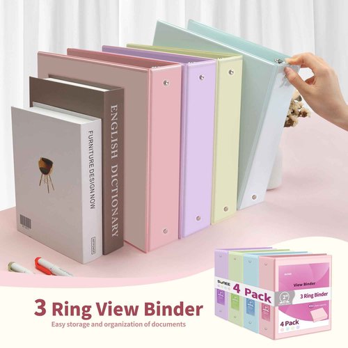 SUNEE 3 Ring Binder 2 Inch & Loose Leaf Paper College Ruled Paper, Office Binder Supplies