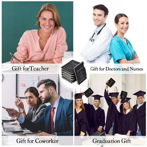 TecUnite 80 Pcs Motivational Spiral Notebooks with Sticky Notes Bamboo Pen Bulk Inspirational Journals Employee Appreciation Gifts for Teacher Team Coworker Colleagues Volunteer Nurse Staff (Black)