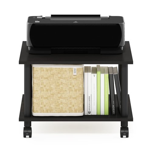 Furinno Econ Home Office Under Desk CPU and Printer Stand with Wheels, Espresso/Black