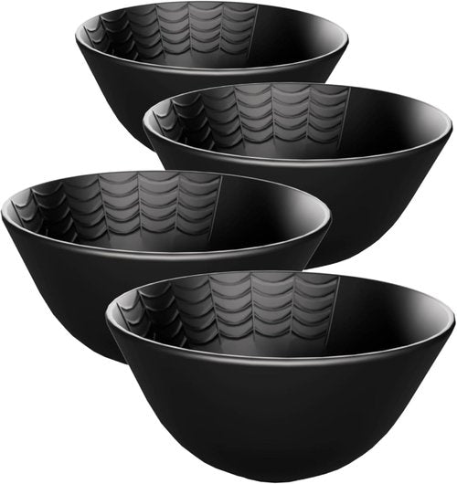 Nomnu Small Black Spiderweb Bowls Set of 4 - Gothic Ceramic Ice Cream Bowls 4.5" for Desserts & Cereal | Microwave & Dishwasher Safe