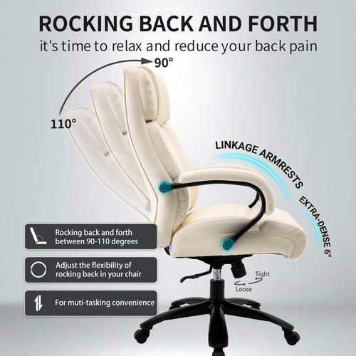 500lbs Ultra Big and Tall Office Chair Extra Wide Large Heavy Duty Thick Padded Computer Executive Ergonomic High Back