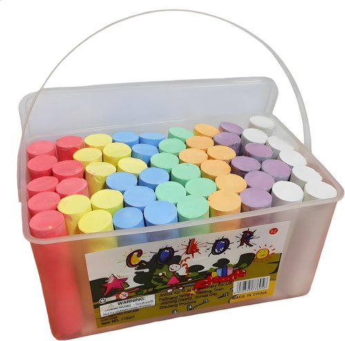 J-hong Washable Sidewalk Chalk Set - 52 Jumbo Pieces in 7 Vibrant Colors | Perfect for Kids & Adults