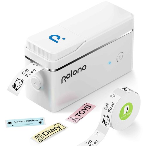 POLONO Label Maker Machine with Tape, P31S Bluetooth Label Printer, Mini Label Maker with Multiple Templates for School Office Home Organization, Wireless Portable Thermal Printer for Storage, White
