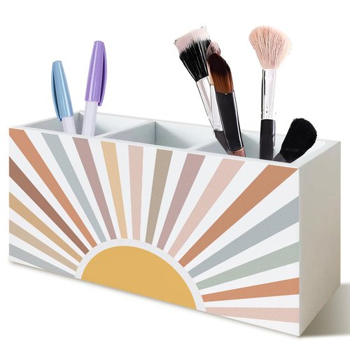 KRHFG Boho Pen Pencil Holder for Office Desk Accessories, Boho Desk Decor, Retro Mid Century Modern Holder Organizer for Toothbrush Makeup Brush