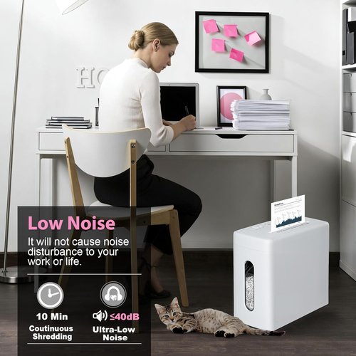 Regine Switzerland Low Noise 40dB Paper Shredder - 10-Sheet Cross Cut | CD & Credit Card Shredding, 2.6 Gallon Wastebasket, P-4 Security, White
