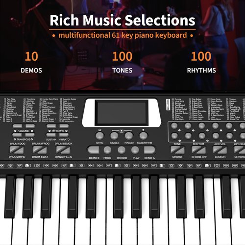61 keys keyboard piano, Electronic Digital Piano with Built-In Speaker Microphone, Sheet Stand and Power Supply, Portable piano Keyboard Gift Teaching for Beginners/b2