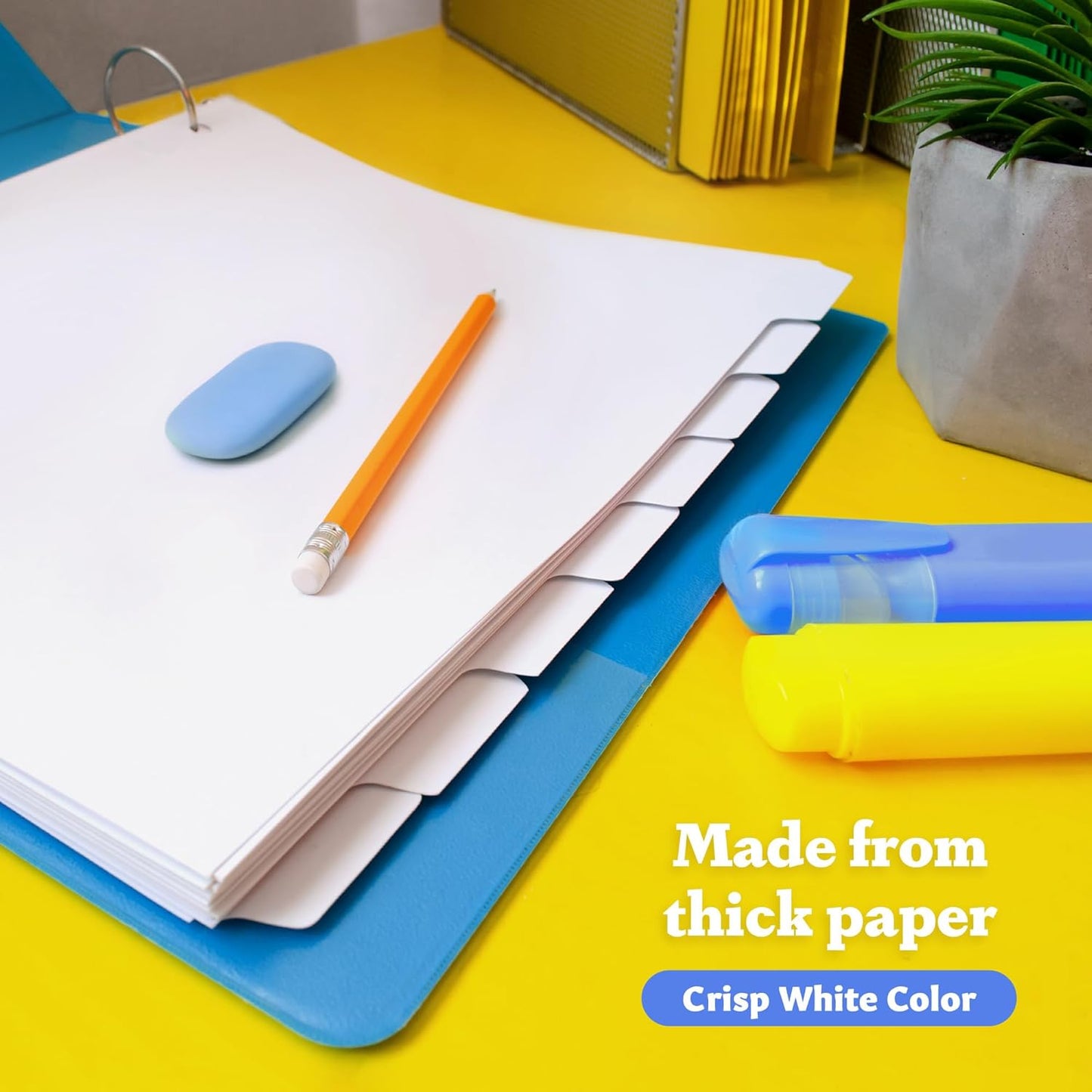 Binder Dividers with Tabs by [Brand Name] - Set of 12 Reinforced 8-Tab Dividers for 3 Ring Binders, White | Organize Documents Neatly