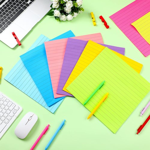 Qeeenar 8 Pads Big Sticky Notes 11 x 11 Inch Lined Jumbo Large Sticky Notes for Wall,Giant Strong Power Memo Square Post for Office, 25 Sheets/Pad(Bright Color)