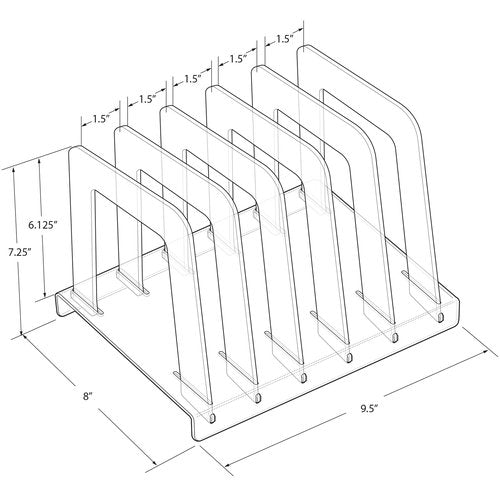 Azar Displays 300358 Clear Acrylic File Sorting Desk Organizer with Five Section Dividers