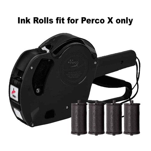 Perco X 1 Line Price Gun Kit - 1 Line Label Gun with 9000 White Blank Labels, and an Extra Inker Bundled w Ink Roll X Labelers, Available in Different Packs (4 Pack)