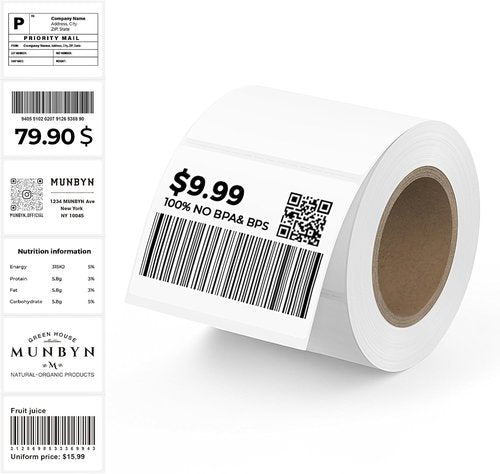 MUNBYN Thermal Label Stickers - Small 1.57'' x 1.18'' | Multi-Purpose Self-Adhesive, 230 Sheets/Roll