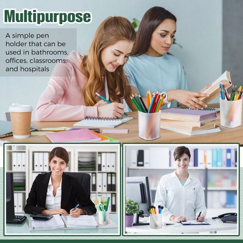 Weekgrat 30 Pack Pen Holder Pen Cups for Desk Organizers and Storage Stationery Plastic Matte Pencil Holder Cups Ins Style Transparent for Office School Home Supplies