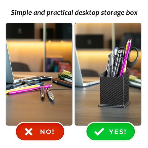Carbon Fiber Black Pen Holder Cup for Desk, Black Pencil Cup Holder for Desk Office Pen Organizer,Modern Minimalist Pen Holder,Matte Black