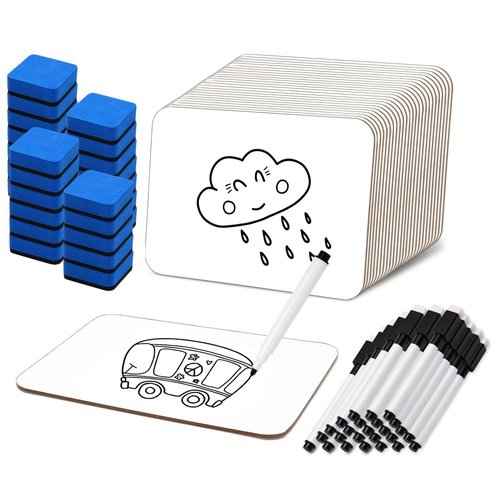 25 Pcs Small White Board 5 x 7 Inch Mini Dry Erase Board Small White Boards with Markers Erasers Double Sided Dry Erase Whiteboards for Students Classroom Meeting Voting Games Party(25)