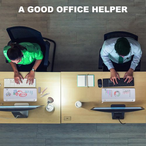 TSJ OFFICE Small Desktop Whiteboard -Glass Dry Erase Board Computer Keyboard Stand White Board Surface Pad with Drawer, Desk Organizers with Accessories for Office, Home, School Supplies