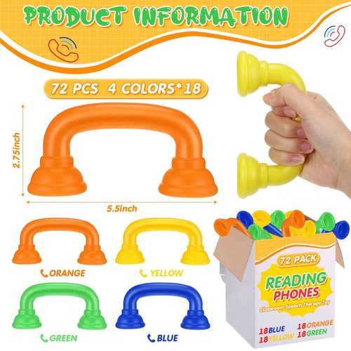 Shappy Bulk Reading Phones for Classroom Auditory Feedback Phone Manipulatives for Preschool Children Accelerates Reading Fluency and Pronunciation Toy Tool Supplies(72 Pcs)