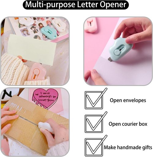 Box Cutters | Retractable 3-Pack Letter Openers - Adorable Cloud Design for Key Chain & Pocket, 2.24 x 1.5 x 0.55 Inch