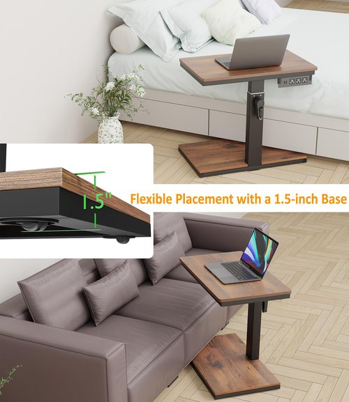 CSIHOP Height Adjustable Computer Tower Stand with Wheels and Charging Station,2-Tier PC Stand for Floor or Carpet,PC Holder Under Desk for ATX-Case,Office,Home,Gaming Room